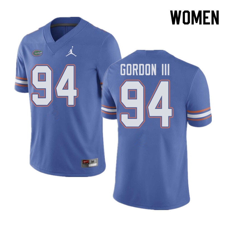 Jordan Brand Women #94 Moses Gordon III Florida Gators College Football Jerseys Sale-Blue - Click Image to Close